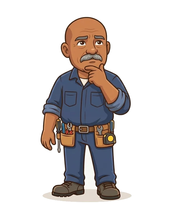 Hank, the illustrated Solar Hank character, thinking